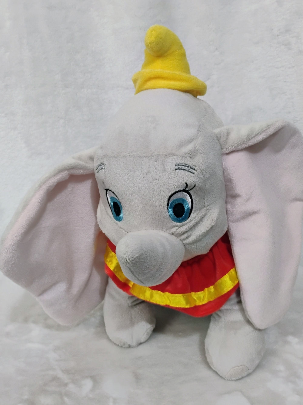 Disney Dumbo 12" Plush Stuffed Elephant Toy Yellow Hat Red Collar Big Ears